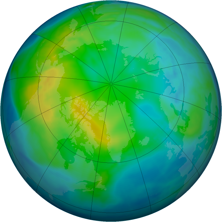 Arctic ozone map for 12 November 2007